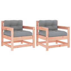 Fotele ogrodowe z poduszkami, 2 szt., lite drewno daglezjowe