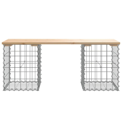 Ławka ogrodowa, gabion, 103x31x42 cm, lite drewno sosnowe