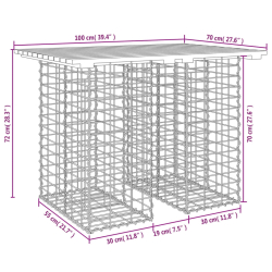 Ławka ogrodowa, gabion, 100x70x72 cm, lite drewno daglezjowe