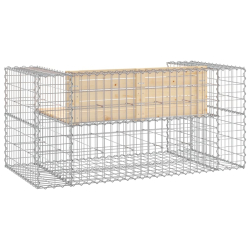 Ławka ogrodowa z gabionem, 143x71x65,5 cm, lite drewno sosnowe