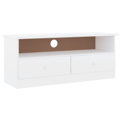 Szafka pod TV z szufladami ALTA, biała, 100x35x41 cm, sosna