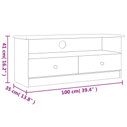 Szafka pod TV z szufladami ALTA, biała, 100x35x41 cm, sosna