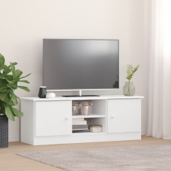 Szafka pod TV ALTA, biała, 112x35x41 cm, lite drewno sosnowe