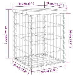Ławka ogrodowa, gabion, 33x31x42 cm, lite drewno sosnowe
