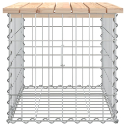 Ławka ogrodowa, z gabionem, 63x44x42 cm, lite drewno sosnowe