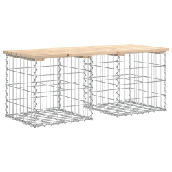 Ławka ogrodowa, z gabionem, 103x44x42 cm, lite drewno sosnowe