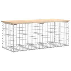 Ławka ogrodowa, gabion, 103x44x42 cm, lite drewno sosnowe