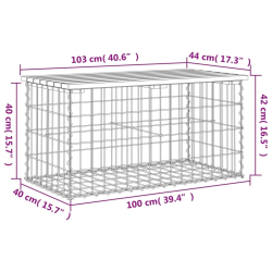 Ławka ogrodowa, gabion, 103x44x42 cm, lite drewno sosnowe