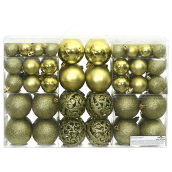 Bombki świąteczne, 100 szt., jasnozielone, 3/4/6 cm