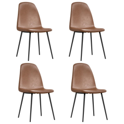 Krzesła stołowe 4 szt., 43,5x53,5x84 cm, lśniący brąz, ekoskóra