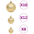 111-cz. zestaw ozdób świątecznych, złoty, polistyren