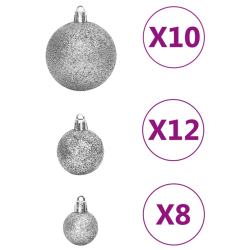 111-cz. zestaw ozdób świątecznych, srebrny, polistyren