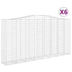 Kosze gabionowe, 6 szt, 400x50x200/220 cm, galwanizowane żelazo