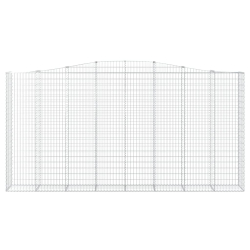 Kosze gabionowe, 7 szt, 400x50x200/220 cm, galwanizowane żelazo