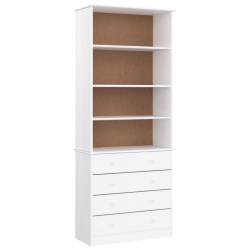 Biblioteczka z szufladami ALTA, biała, 77x35x186,5 cm, sosna