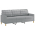 Sofa 3-osobowa, jasnoszara, 180 cm, tapicerowana tkaniną