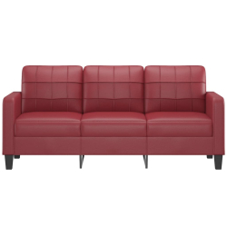 3-osobowa sofa, winna czerwień, 180 cm, sztuczna skóra