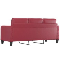 3-osobowa sofa, winna czerwień, 180 cm, sztuczna skóra