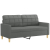 Sofa 2-osobowa, ciemnoszara, 140 cm, tapicerowana tkaniną