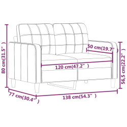 2-osobowa sofa, kremowy, 120 cm, sztuczna skóra