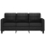 3-osobowa sofa, czarna, 180 cm, obita sztuczną skórą