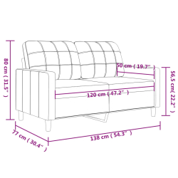Sofa 2-osobowa, winna czerwień, 120 cm, tapicerowana tkaniną