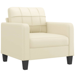 Fotel, kremowy, 60 cm, obity sztuczną skórą