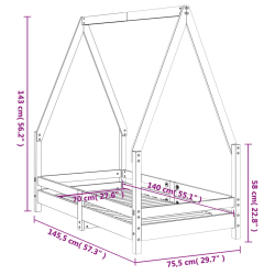 Rama łóżka dziecięcego, 70x140 cm, drewno sosnowe