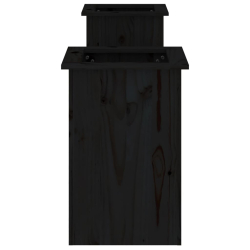 Ławka z donicami, czarna, 184,5x39,5x56,5 cm, drewno sosnowe