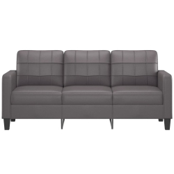 3-osobowa sofa, szara, 180 cm, sztuczna skóra