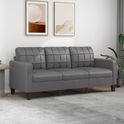 3-osobowa sofa, szara, 180 cm, sztuczna skóra