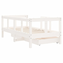 Rama łóżka dziecięcego z szufladami, biała, 70x140 cm, sosnowa