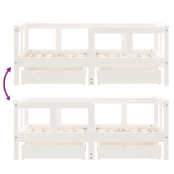 Rama łóżka dziecięcego z szufladami, biała, 70x140 cm, sosnowa