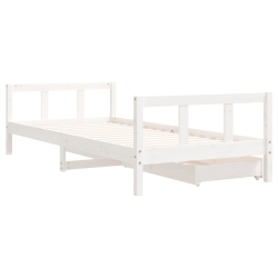 Rama łóżka dziecięcego z szufladami, biała, 90x200 cm, sosnowa