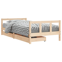 Rama łóżka dziecięcego z szufladami, 90x190 cm, lita sosna