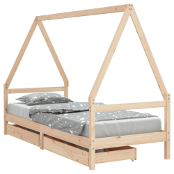 Rama łóżka dziecięcego z szufladami, 90x200 cm, sosnowa