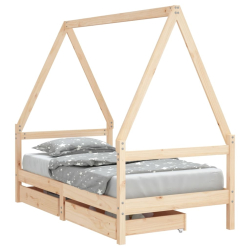 Rama łóżka dziecięcego z szufladami, 80x160 cm, drewno sosnowe