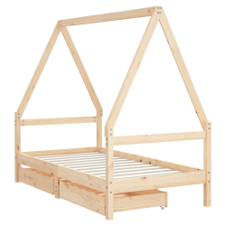 Rama łóżka dziecięcego z szufladami, 80x160 cm, drewno sosnowe