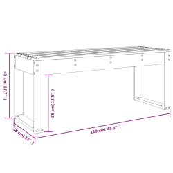 Ławka ogrodowa, szara, 110x38x45 cm, lite drewno sosnowe
