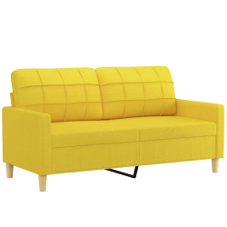 Sofa 2-osobowa, jasnożółta, 140 cm, tapicerowana tkaniną