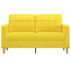 Sofa 2-osobowa, jasnożółta, 140 cm, tapicerowana tkaniną