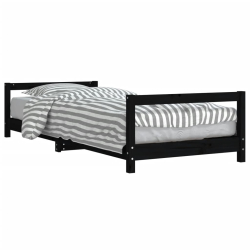 Rama łóżka dziecięcego, czarna, 90x190 cm, drewno sosnowe