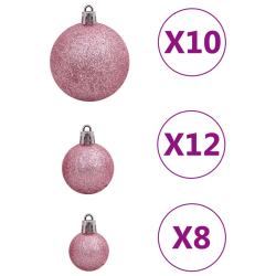 111-cz. zestaw ozdób świątecznych, różowy, polistyren