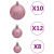 111-cz. zestaw ozdób świątecznych, różowy, polistyren