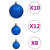 111-cz. zestaw ozdób świątecznych, niebieski, polistyren