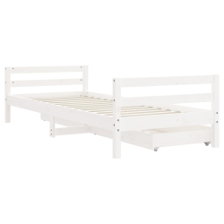 Rama łóżka dziecięcego z szufladami, biała, 90x200 cm, sosnowa