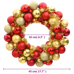 Wieniec świąteczny, czerwono-złoty, 45 cm, polistyren