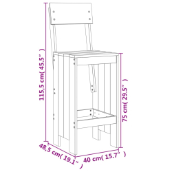 Stołki barowe, 2 szt., 40x48,5x115,5 cm, lite drewno daglezjowe