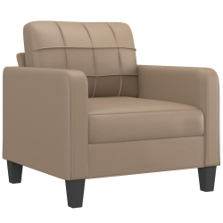 Fotel z podnóżkiem, kolor cappuccino, 60 cm, sztuczną skórą