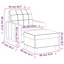 Fotel z podnóżkiem, kolor cappuccino, 60 cm, sztuczną skórą